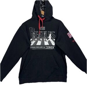 VTG 90s The Beatles X Hard‎ Rock Cafe Hoodie Mens Small Black Comfy Preppy